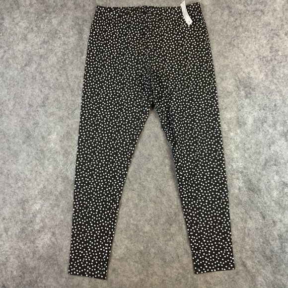 No Boundaries Ankle Leggings M L Black White Polka Dot Print Skinny Mid Rise - Picture 1 of 11